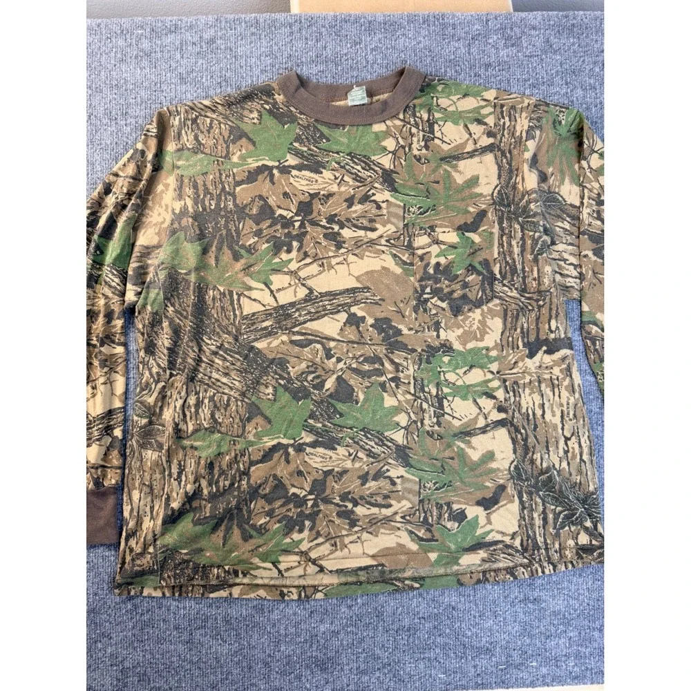 Vintage Camo Gear Collection Shirt 2X Realtree Camouflag Pocket Tee USA Made L/S